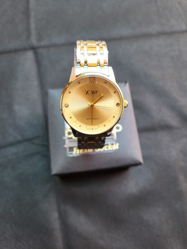 KWC Golden & Silver Men's Watch | Stainless Steel Chain Strap